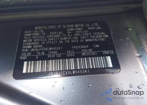 2020 Nissan Rogue Sport S Fwd Xtronic Cvt из США, поврежденный, VIN JN1BJ1CVXLW545341